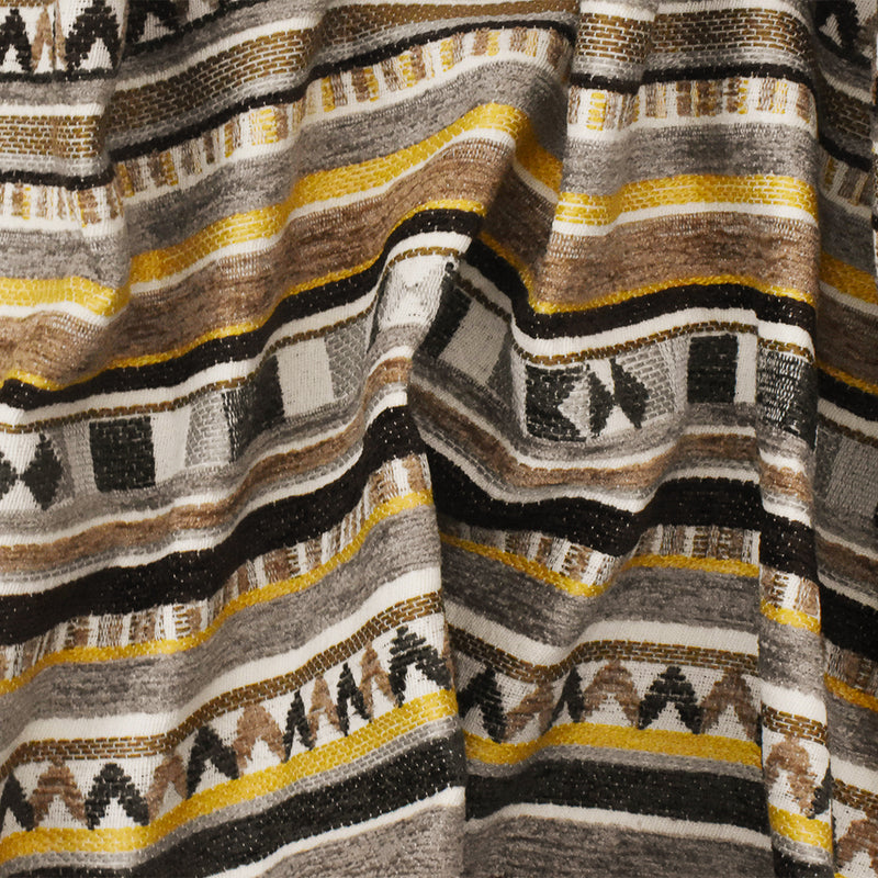 Beige-Multi Aztec Stripe Jacquard Poly Chenille Home Decorating Fabric