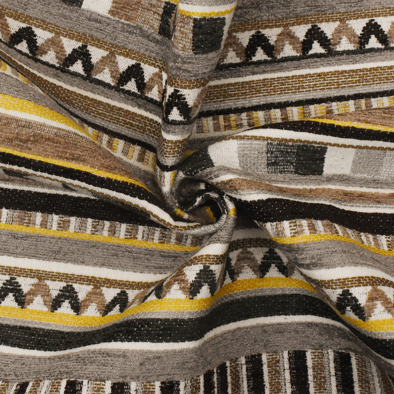 Beige-Multi Aztec Stripe Jacquard Poly Chenille Home Decorating Fabric