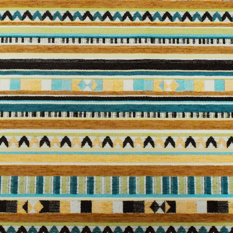 Lime-Multi Aztec Stripe Jacquard Poly Chenille Home Decorating Fabric