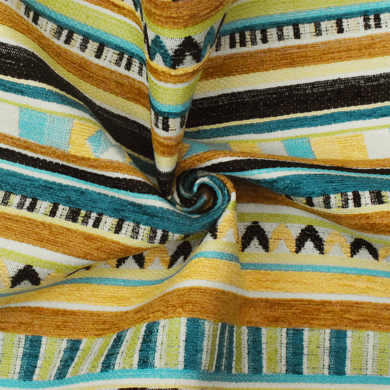 Lime-Multi Aztec Stripe Jacquard Poly Chenille Home Decorating Fabric