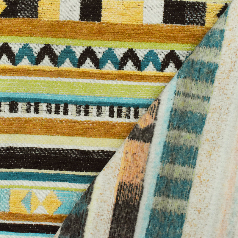 Lime-Multi Aztec Stripe Jacquard Poly Chenille Home Decorating Fabric