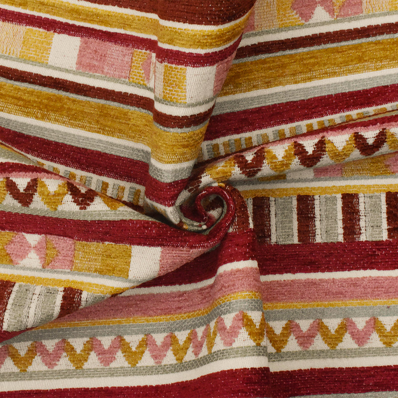 Pink-Multi Aztec Stripe Jacquard Poly Chenille Home Decorating Fabric