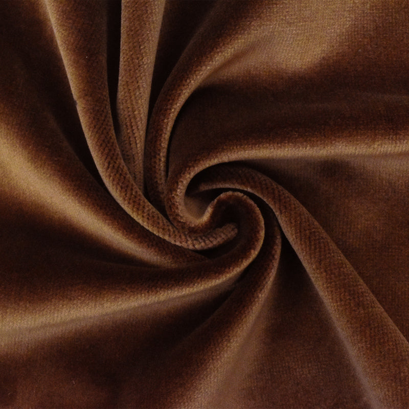 Brown Solid Cotton-Rayon Velvet Woven Home Decorating Fabric
