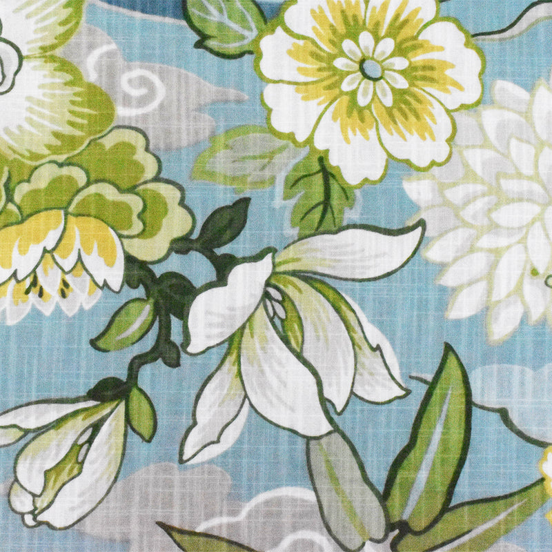 Teal-Multi P Kaufmann Floral Printed Cotton Cross-Hatch Decorating Fabric
