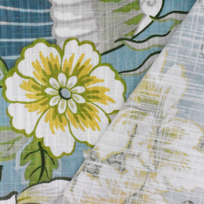 Teal-Multi P Kaufmann Floral Printed Cotton Cross-Hatch Decorating Fabric