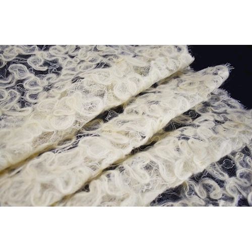 5.34 YD PC - Ivory Solstiss Mohair Wool French Lace Fabric