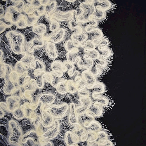 5.34 YD PC - Ivory Solstiss Mohair Wool French Lace Fabric