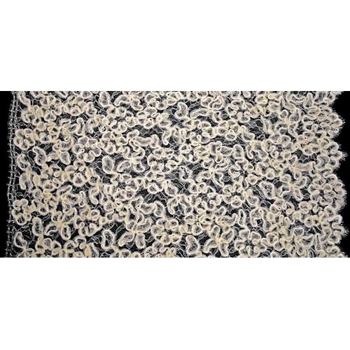 5.45 YD PC - Ivory Solstiss Mohair Wool French Lace Fabric
