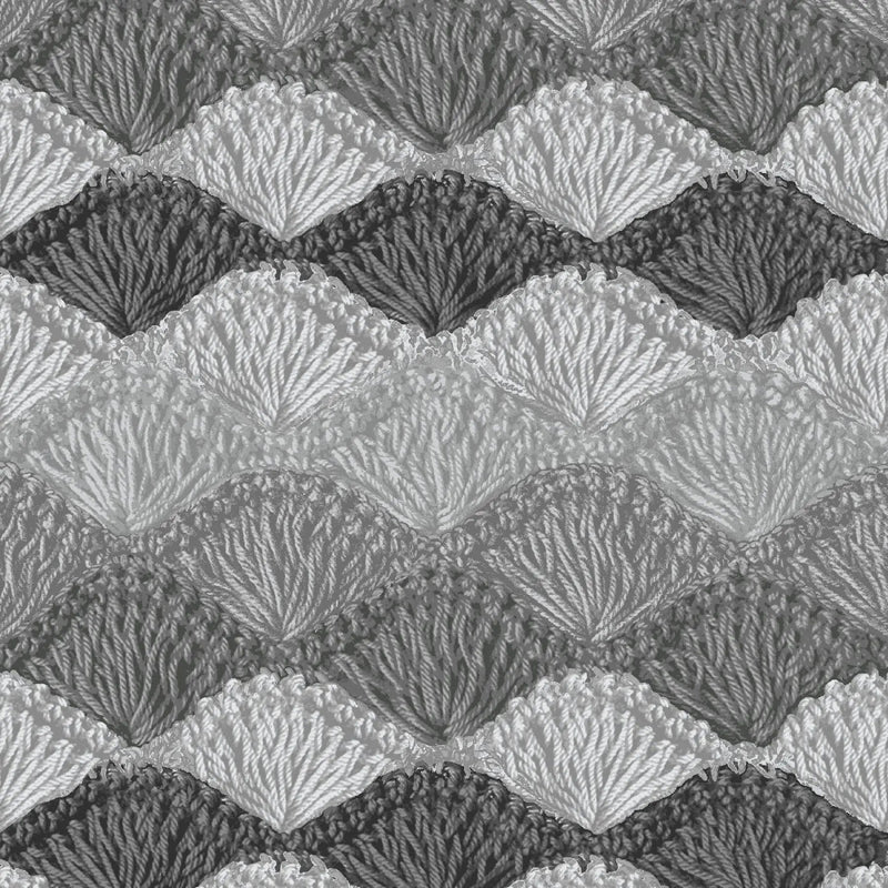 Gray Crochet Charcoal Shell Stitch Cotton Wideback Fabric Per Yard