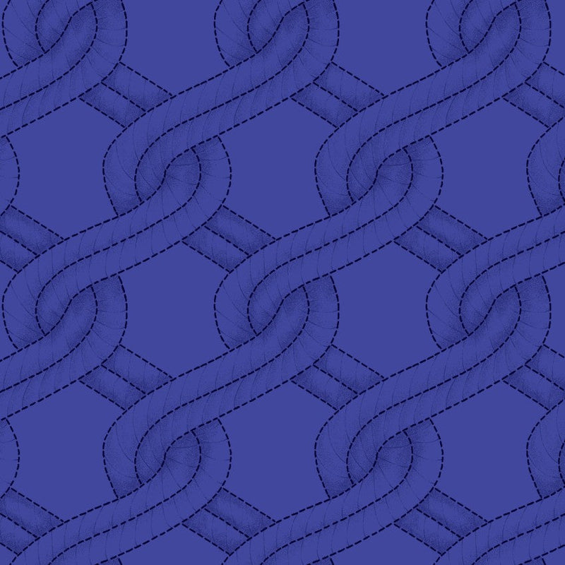 Royal Blue Twisted Rope Stitched Braid Cotton Wideback Fabric Per Yard
