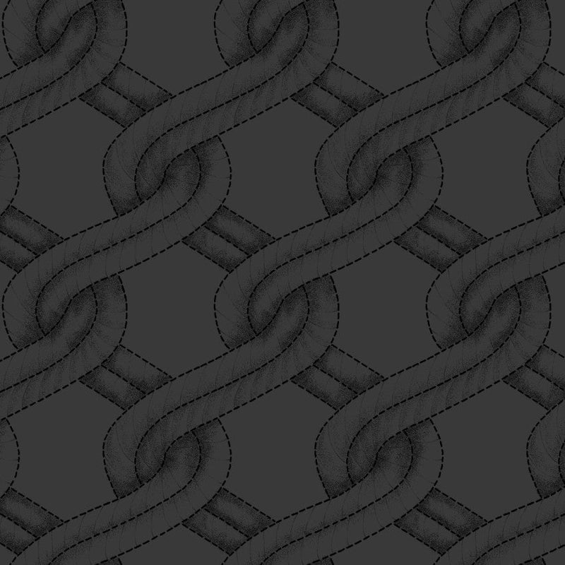 Charcoal/Black Twisted Rope Stitched Braid Cotton Wideback Fabric Per Yard