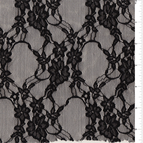 15 YD Bolt-Black Stretch Lace Fabric