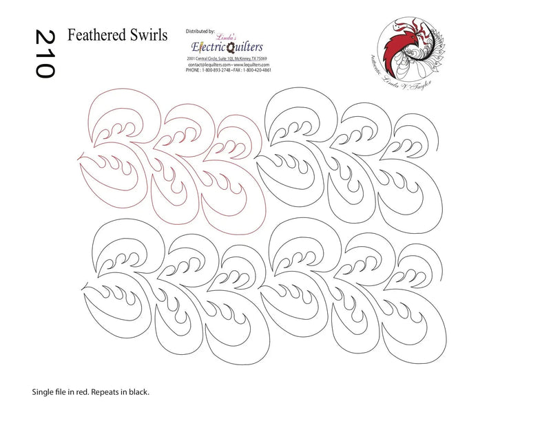 210 Feathered Swirls Pantograph by Linda V. Taylor