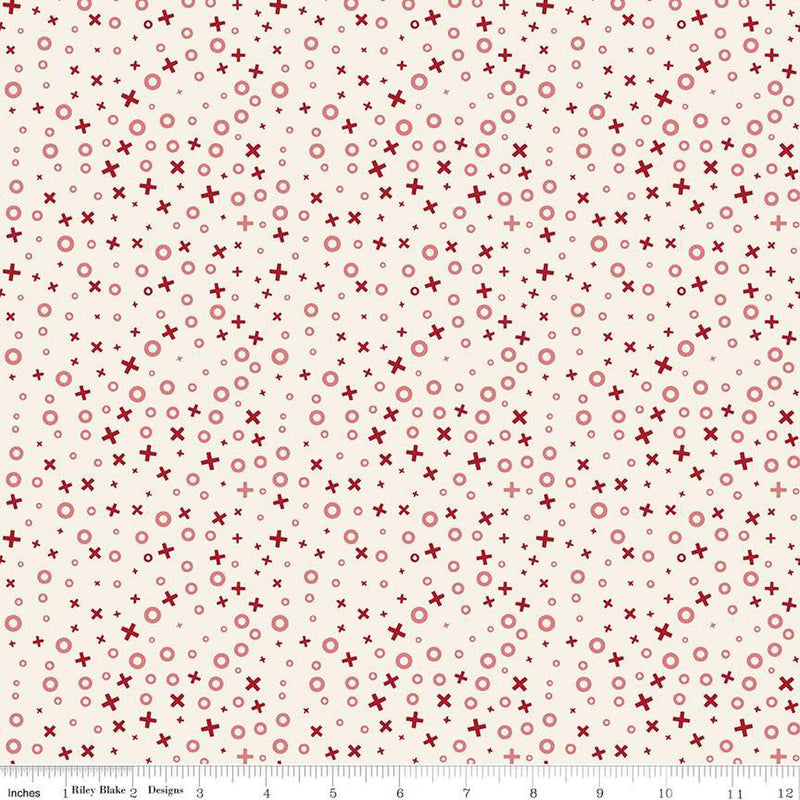 Love You Always XOs Cream Cotton 43"/44" Fabric Per Yard