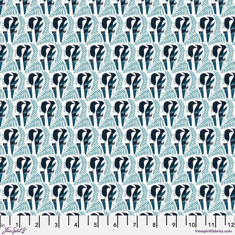 Magpies Teal Cotton 44"/45" Fabric Per Yard