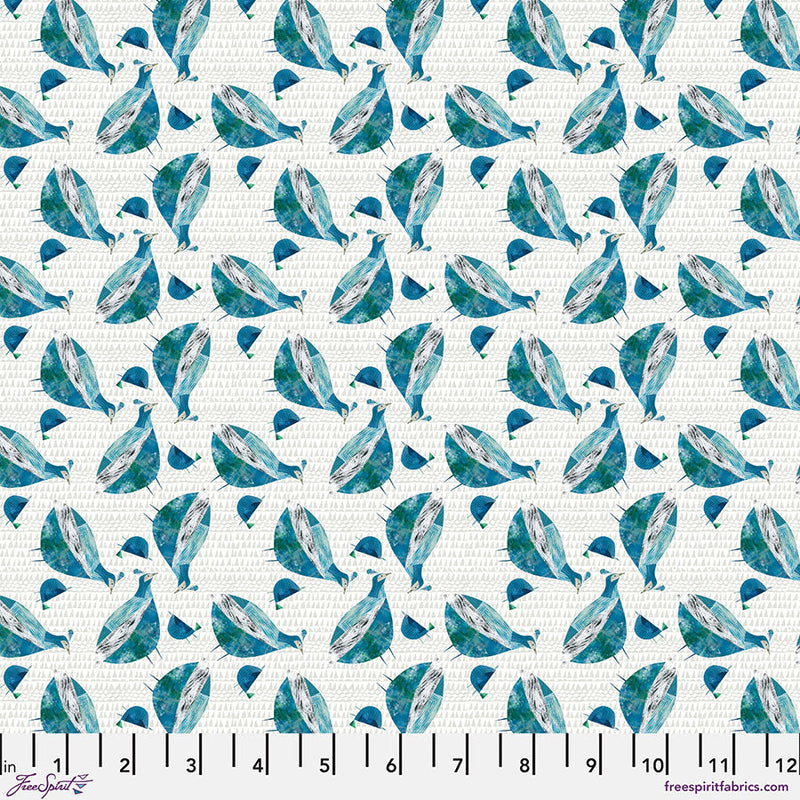 Mother and Chick Aqua Cotton 44"/45" Fabric Per Yard