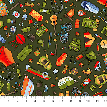 Multi Bare Necessities Camping Therapy Cotton 44"/45" Fabric Per Yard