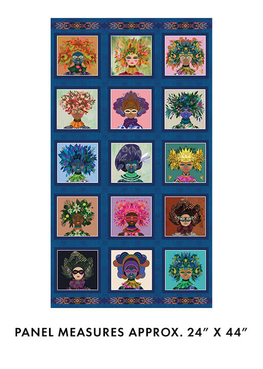 Multi Blue Gentle Warriors Portraits Panel 24" x 44"