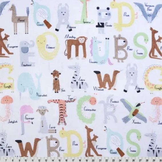 Multi Easy as ABC Digital Cuddle Fabric per yard