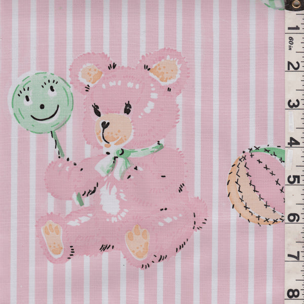 Pink Stripe Oilcloth Fabric