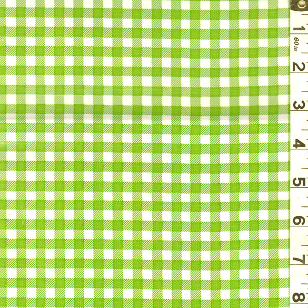 Green/White Check Oilcloth Fabric - Reorderable