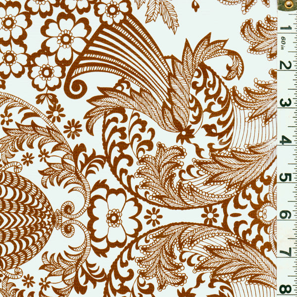 Brown Floral Oilcloth Roll Fabric
