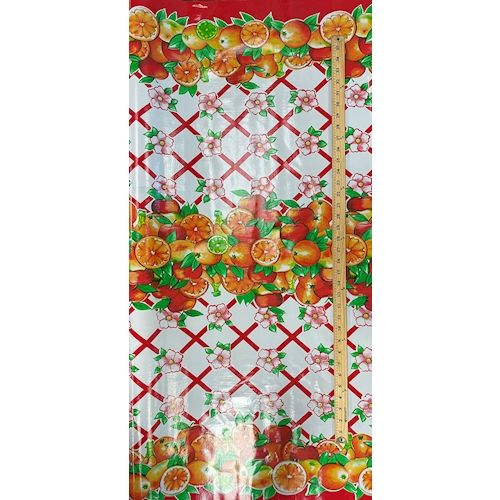 Red Fruit Lattice Oilcloth Fabric - Reorderable