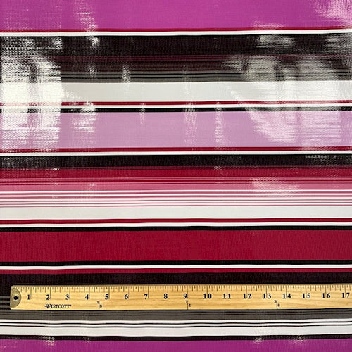 Purple Multi Stripe Oilcloth Fabric - Reorderable
