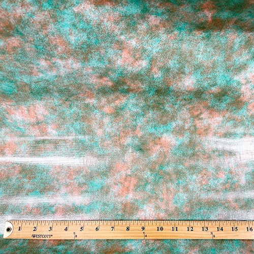 1 YD PC-Green/Orange Tie Dye Oilcloth Fabric - Reorderable
