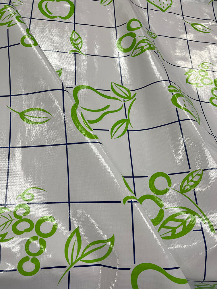 Lime Navy Check Oilcloth Fabric - Reorderable