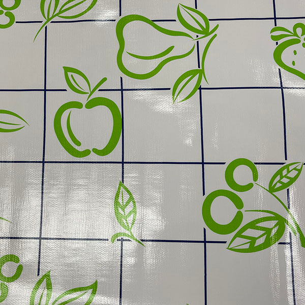 Lime Navy Check Oilcloth Fabric - Reorderable