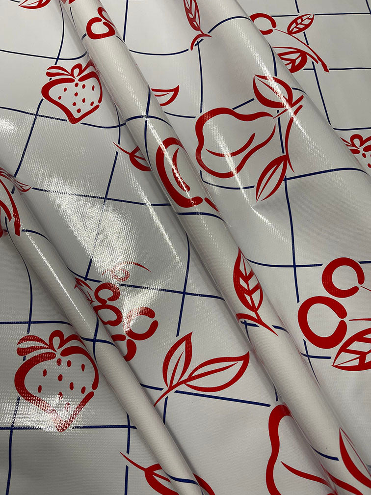 Red Navy Check Oilcloth Fabric - Reorderable