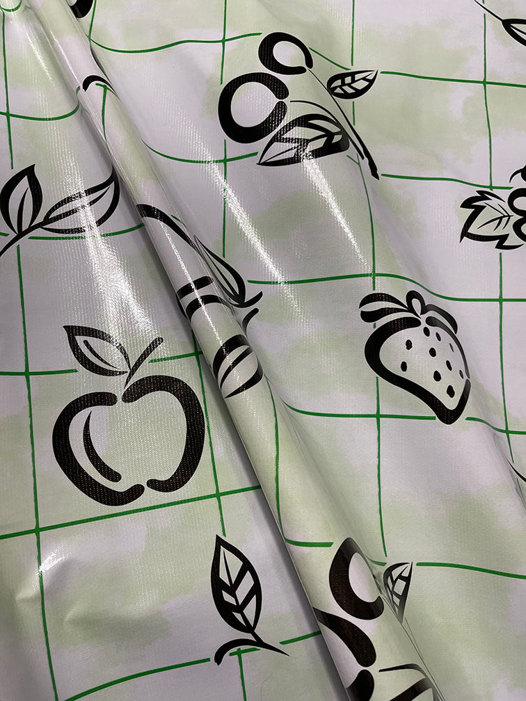 Black Green Check Oilcloth Fabric - Reorderable