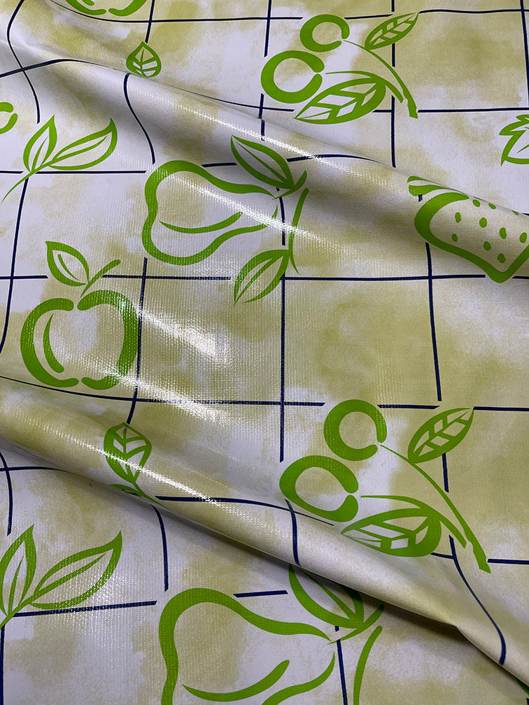 Green Blue Check Oilcloth Fabric - Reorderable