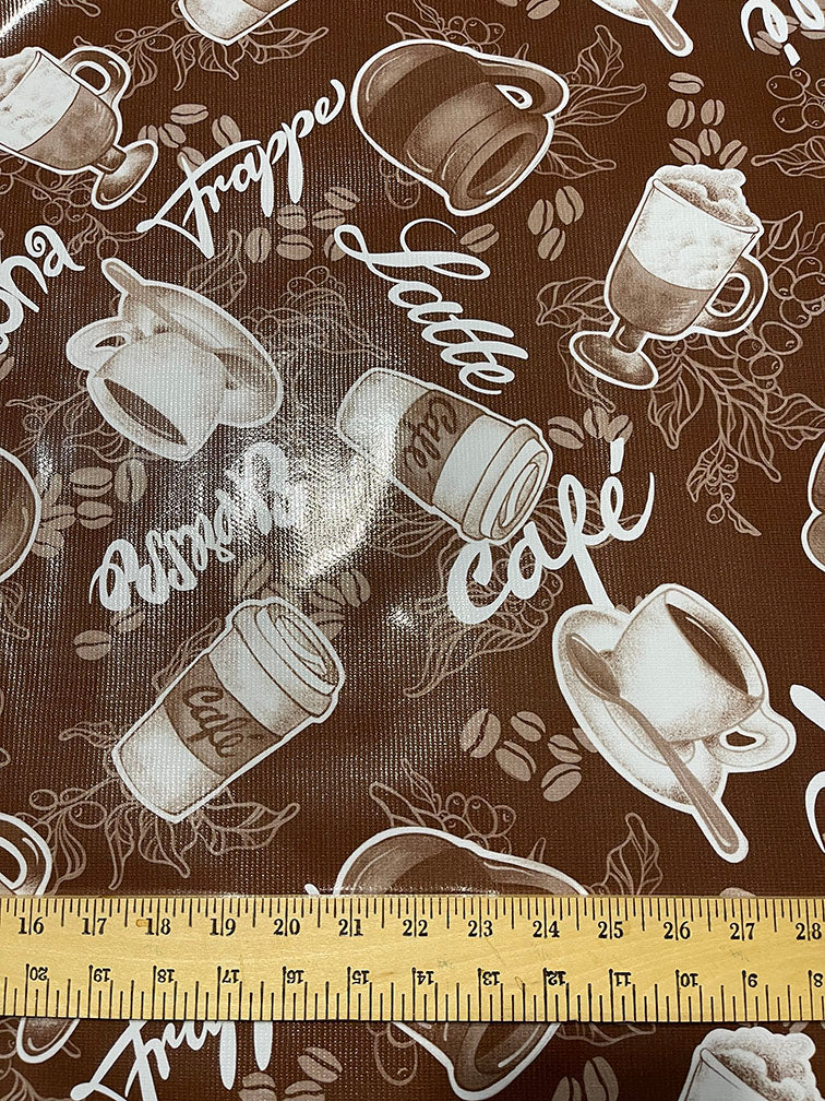 Brown Coffee Oilcloth Fabric - Reorderable