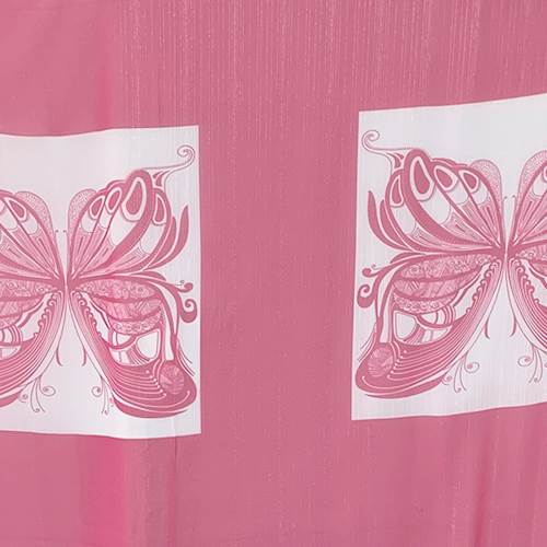 Deep Pink/White 4 PANELS Butterfly Chiffon Fabric