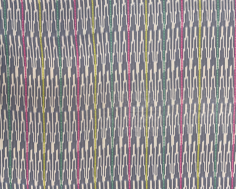 3 YD PC-Dark Blue-Green-Red-Yellow Ikat stripe Silk Chiffon Designer Remnant Fabric
