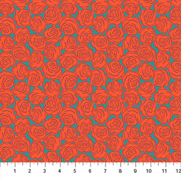 Rosette Tomato Yesterday Cotton 44"/45" Fabric Per Yard