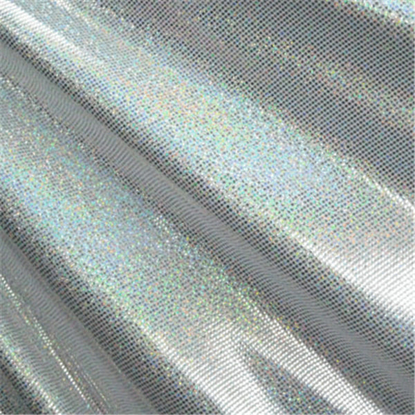 Silver/White Hologram Dot Bolt Fabric