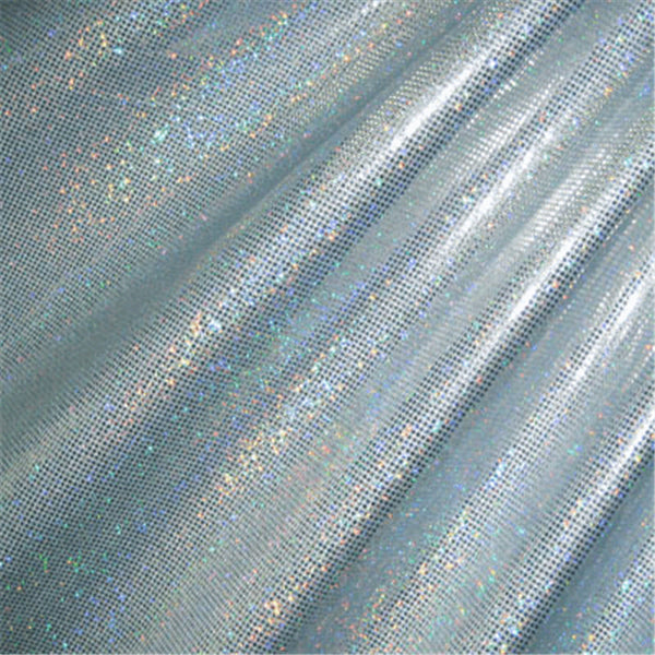 Silver/Lt Blue Hologram Dot Bolt Fabric