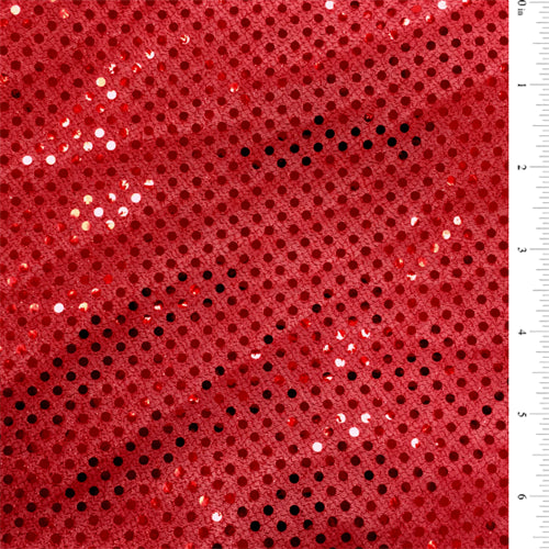 Red Sequin Knit Fabric - Reorderable