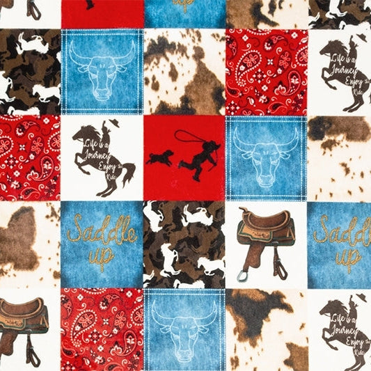 Saddle Up Digital Cuddle® Natural 58/60" Fabric Per Yard