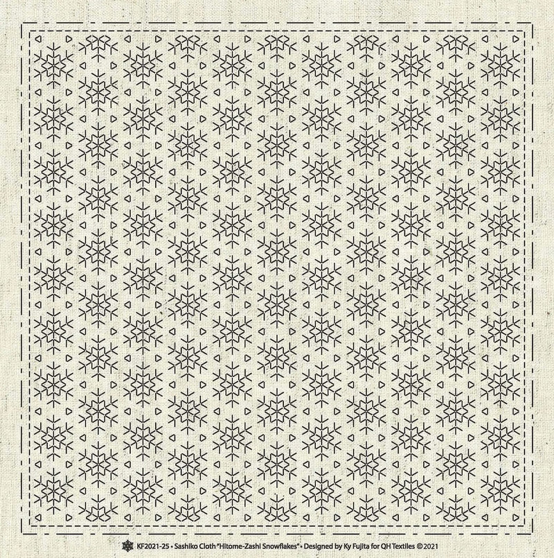 Sashiko Cloth Hitome-Zashi Snowflakes
