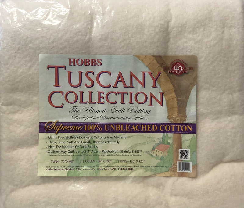 Hobbs Tuscany Supreme 100% Natural Cotton Batting King 120in x 120in