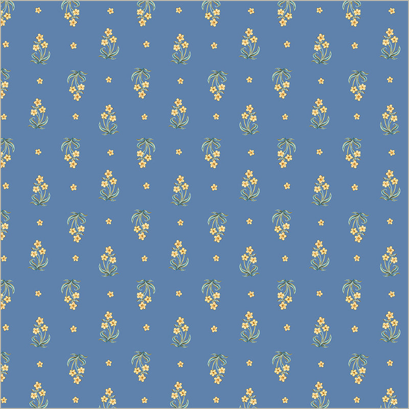 Tapestry Posy Powder Blue Cotton 43/44 Fabric Per Yard