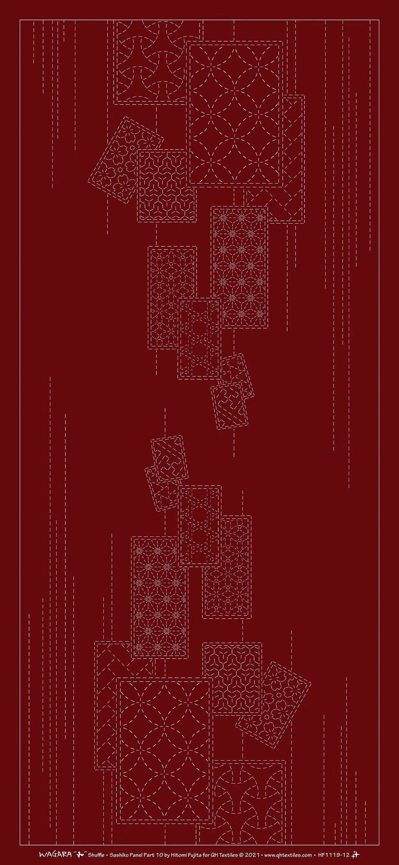 Wagara Sashiko Panel Part 10 Shuffle Red
