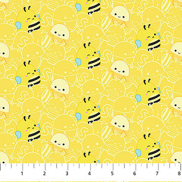 Yellow Bee Squishmallows Cotton 44"/45" Fabric Per Yard