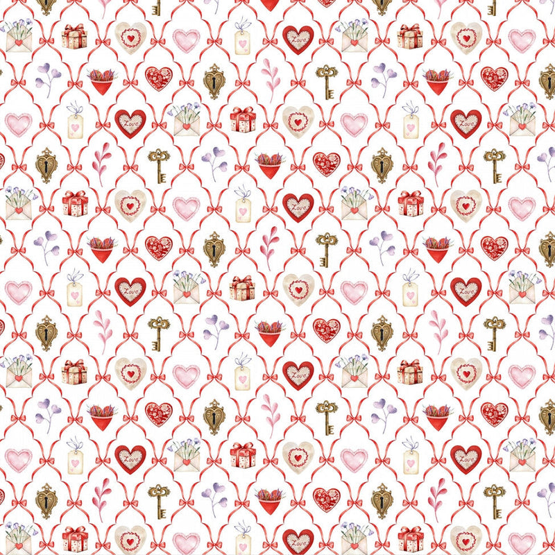 Digital Cuddle Multi Key To My Heart 58" - 60" Fabric per yard