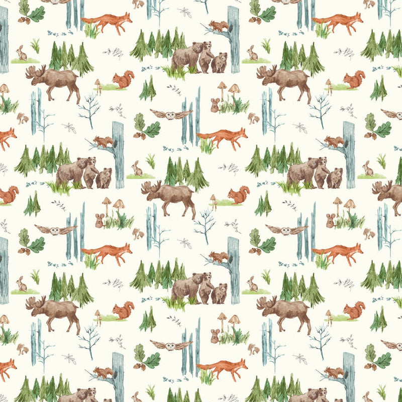 Digital Cuddle Natural Lil Pine Pals 58" - 60" Fabric per yard
